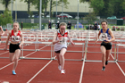 Girls under-13s 70 metres hurdles, 2019 North Eastern Track and Field Champs., Middlesbrough. Photo:  David T. Hewitson/Sports for All Pics